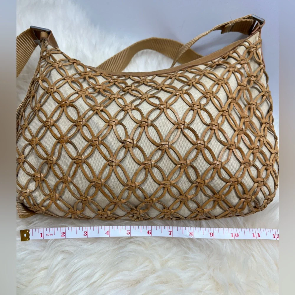 Macrame & Canvas Bone Leather Adjustable Nylon Strap, Boho Bag Leather - Picture 10 of 12